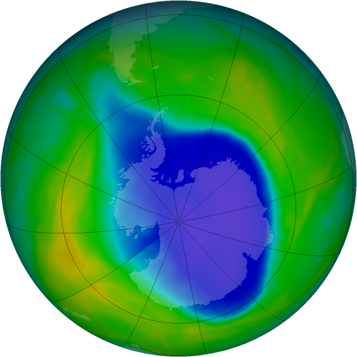 Antarctic ozone map for 07 November 2008